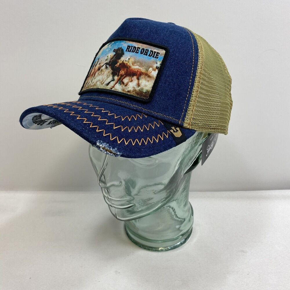 Ride Or Die Western Rodeo Hat Goorin Bros The Farm Trucker American Snapback Cap - Picture 2 of 16